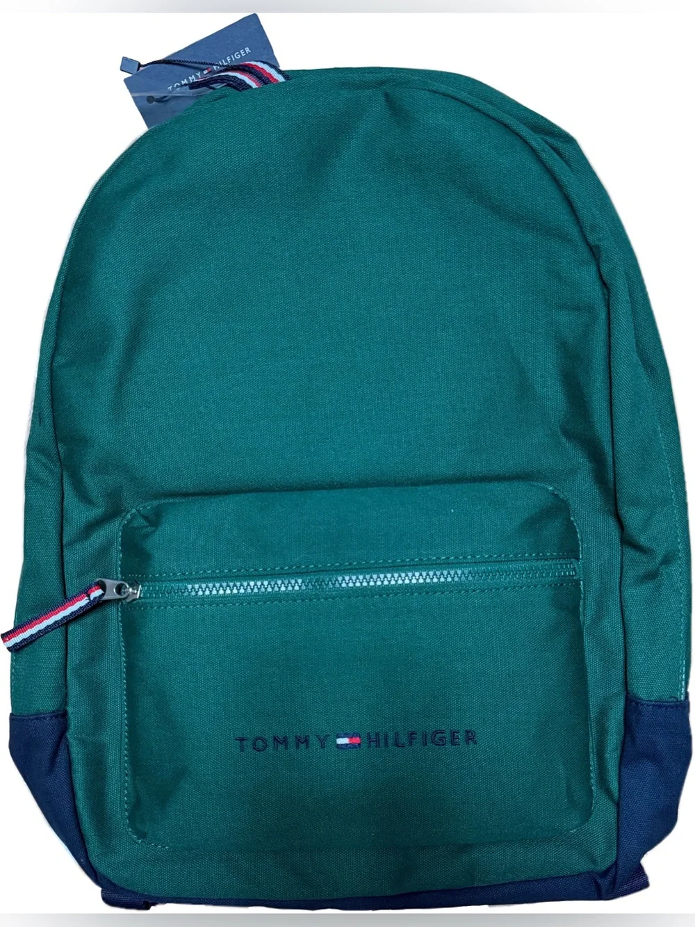 Tommy Hilfiger Teal Green Canvas Backpack with Navy Accent